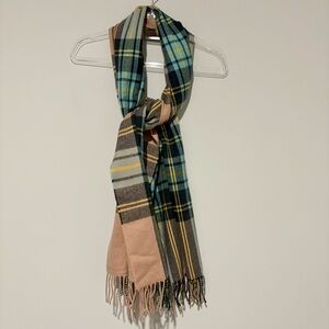 J.Crew Factory Plaid Fringe Scarf pink‎ blue